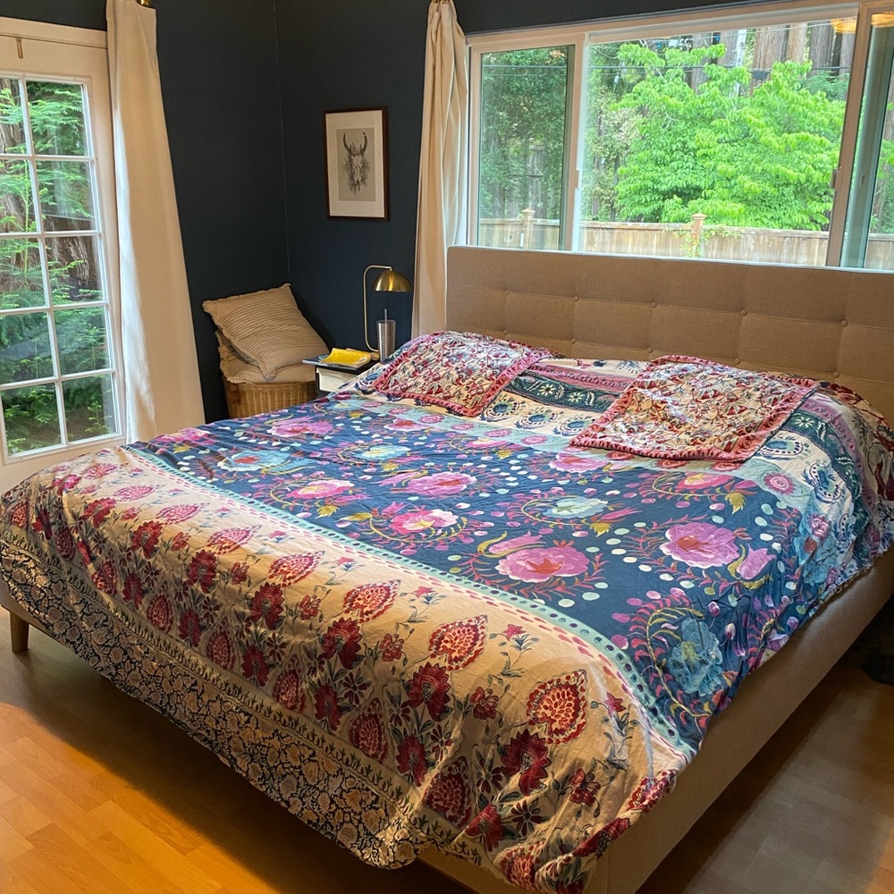 Like new queen Anthropologie duvet cover and 2 euro shams